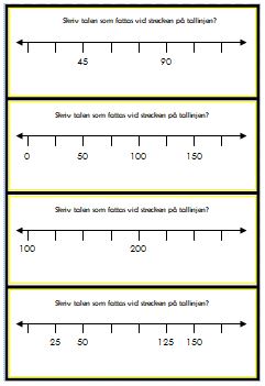 Tallinje/talmönster - vilka tal fattas - 67 olika tallinjer i 5 nivåer