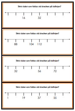 Tallinje/talmönster - vilka tal fattas - 67 olika tallinjer i 5 nivåer