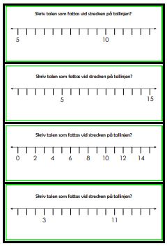 Tallinje/talmönster - vilka tal fattas - 67 olika tallinjer i 5 nivåer