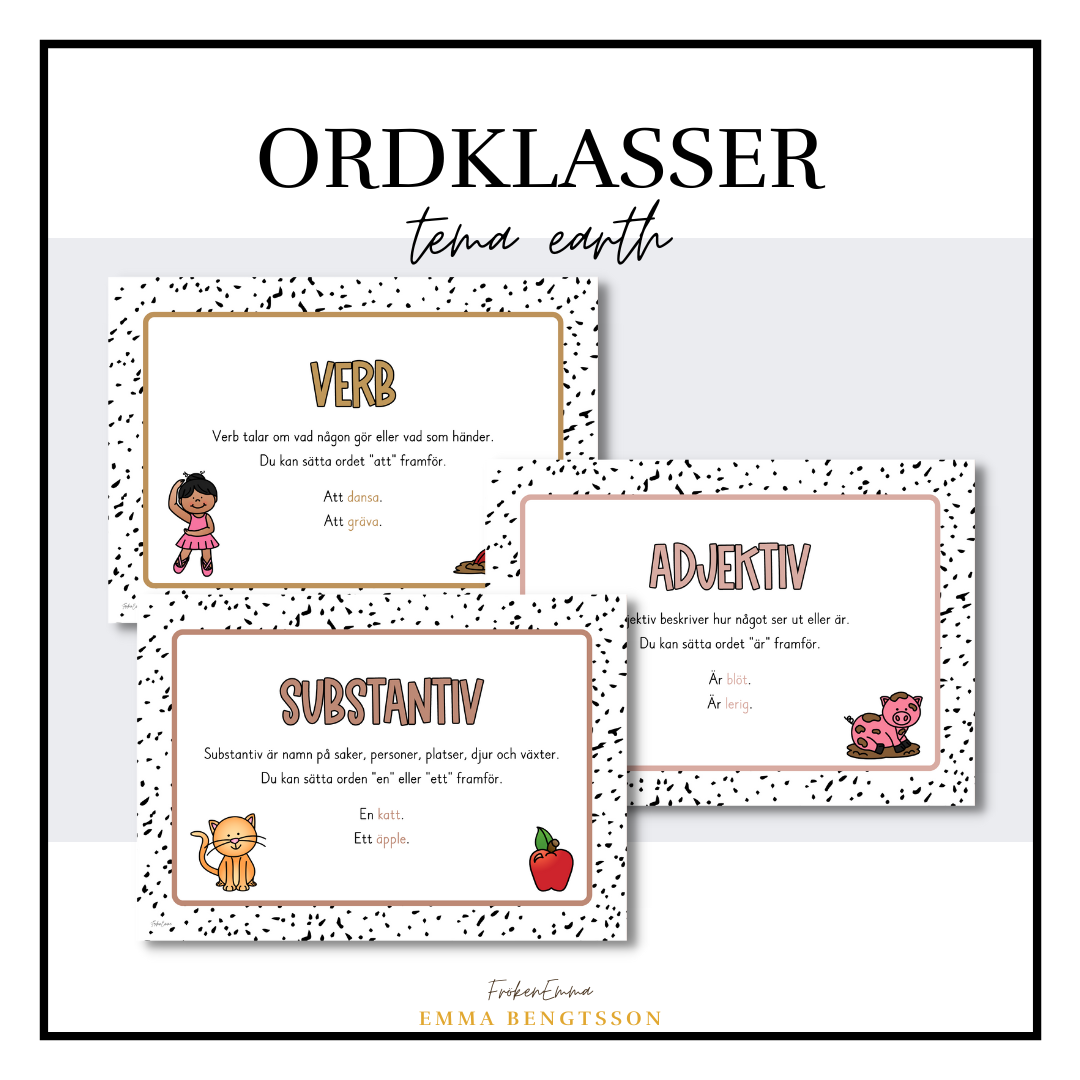 Earth: ordklasser skyltar