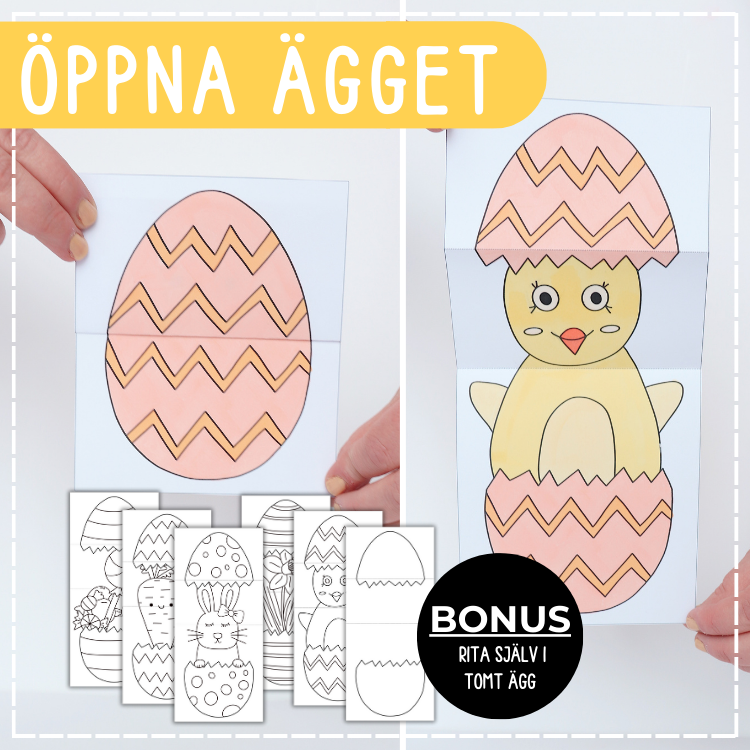 Öppna och stäng påskägget - 5 mallar till påskpyssel
