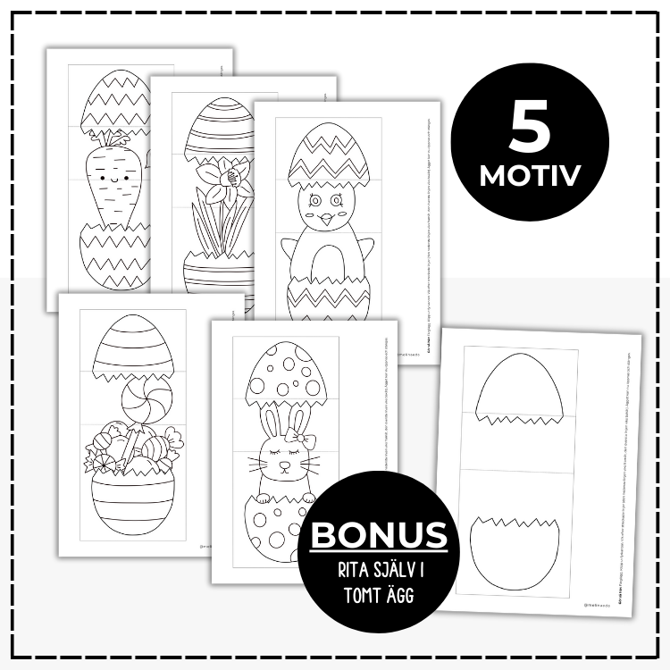 Öppna och stäng påskägget - 5 mallar till påskpyssel