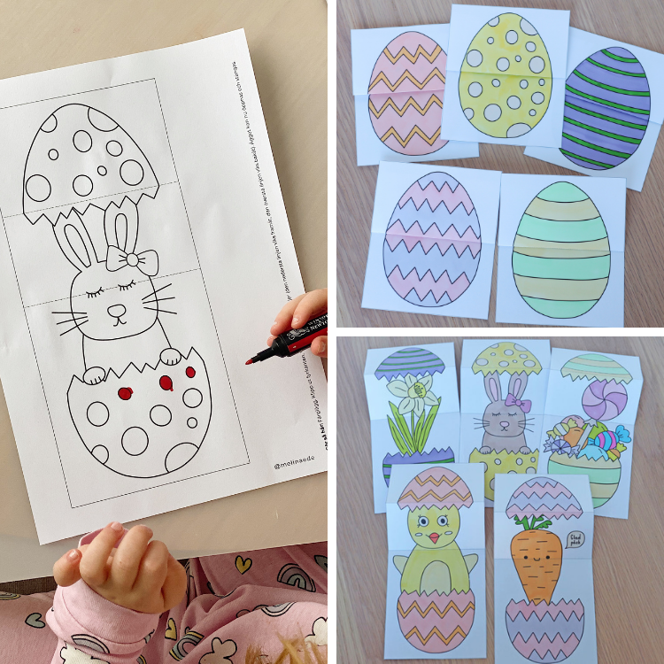 Öppna och stäng påskägget - 5 mallar till påskpyssel