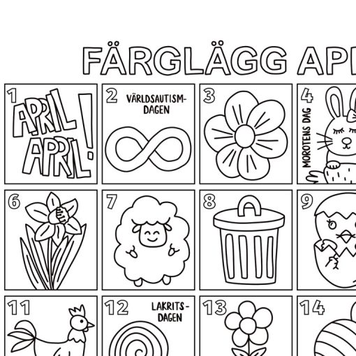 Färglägg april - kalender