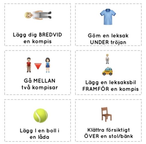 Uppdragskort -Lägesord 18 kort