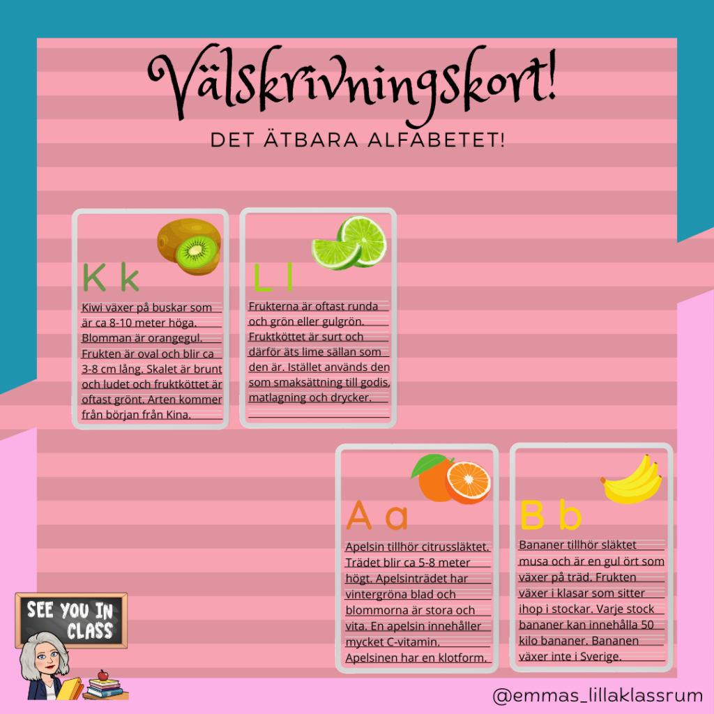 Välskrivningskort – ”det ätbara alfabetet”