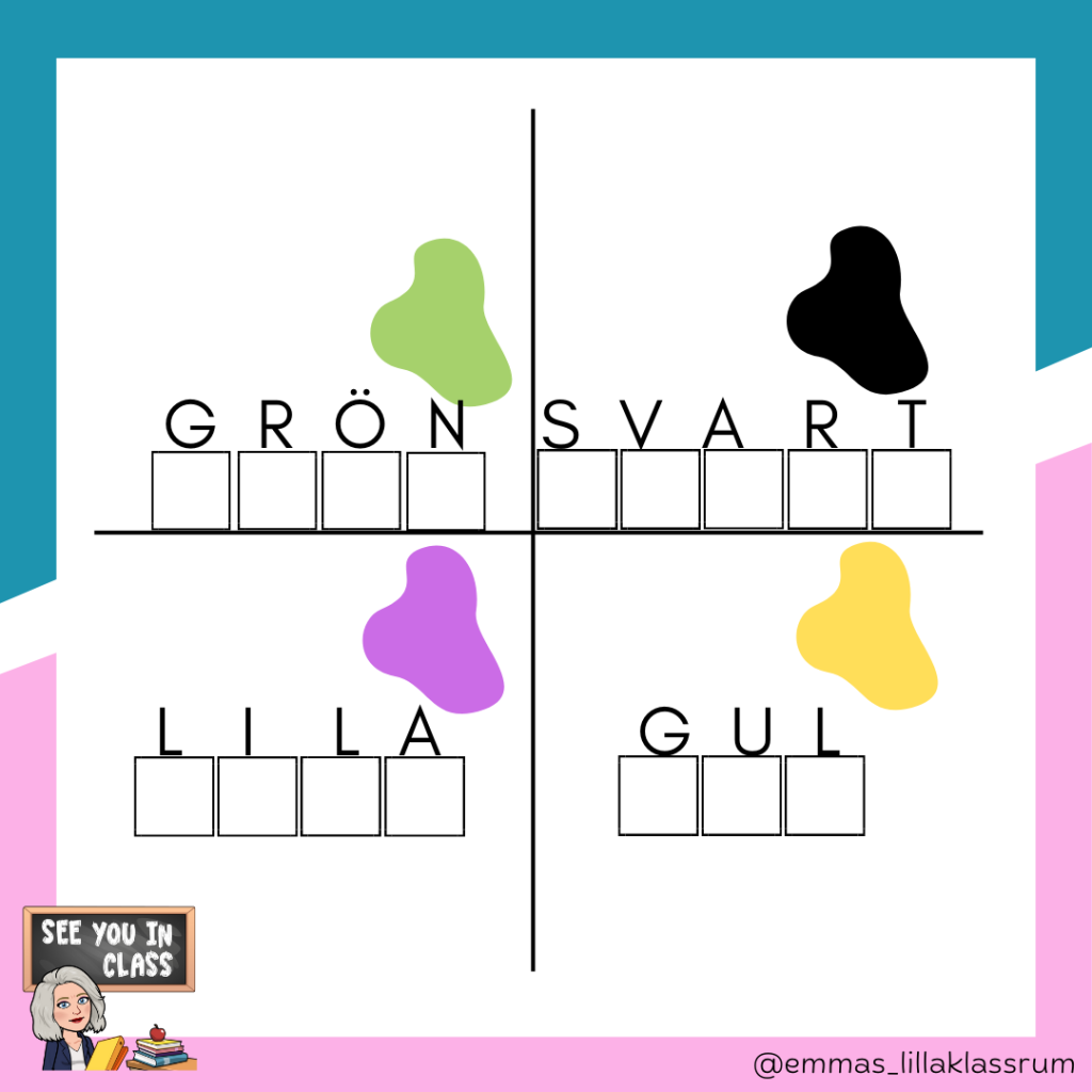Jag kan skriva, läsa och stava – färger