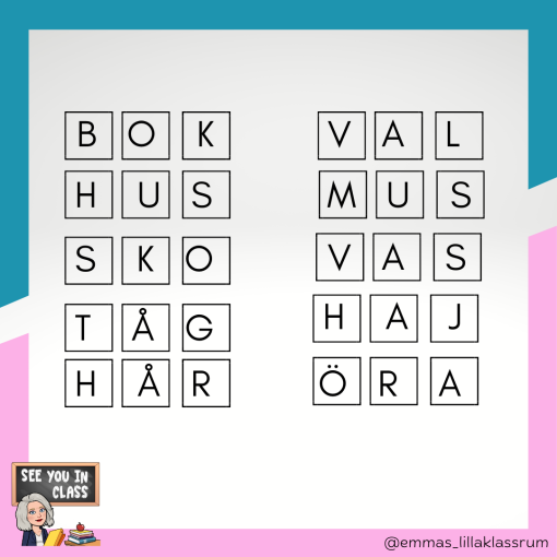 Jag kan skriva, läsa och stava - ord med tre bokstäver
