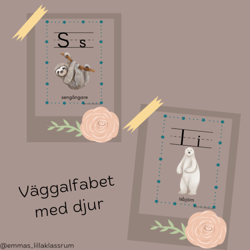 Väggalfabet - djur (med stödlinjer)