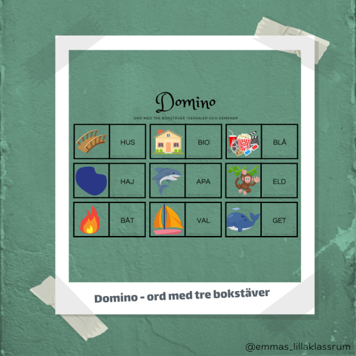 Domino - ord med tre bokstäver (två nivåer)