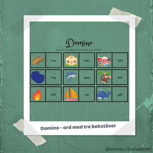 Domino - ord med tre bokstäver (två nivåer)