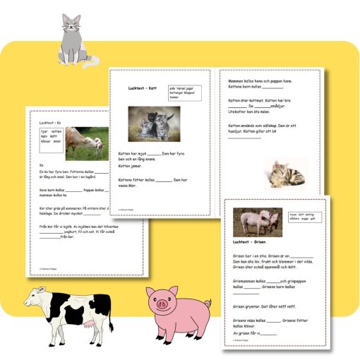 Bondgårdsdjur (Häst, ko, gris och katt)