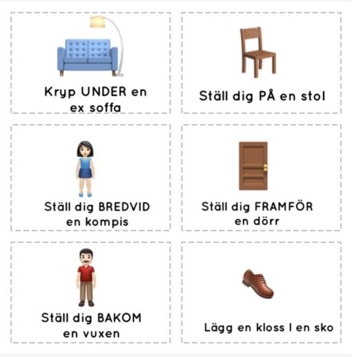Uppdragskort -Lägesord 18 kort