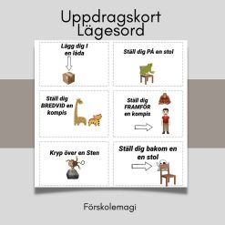 Uppdragskort -Lägesord 18 kort