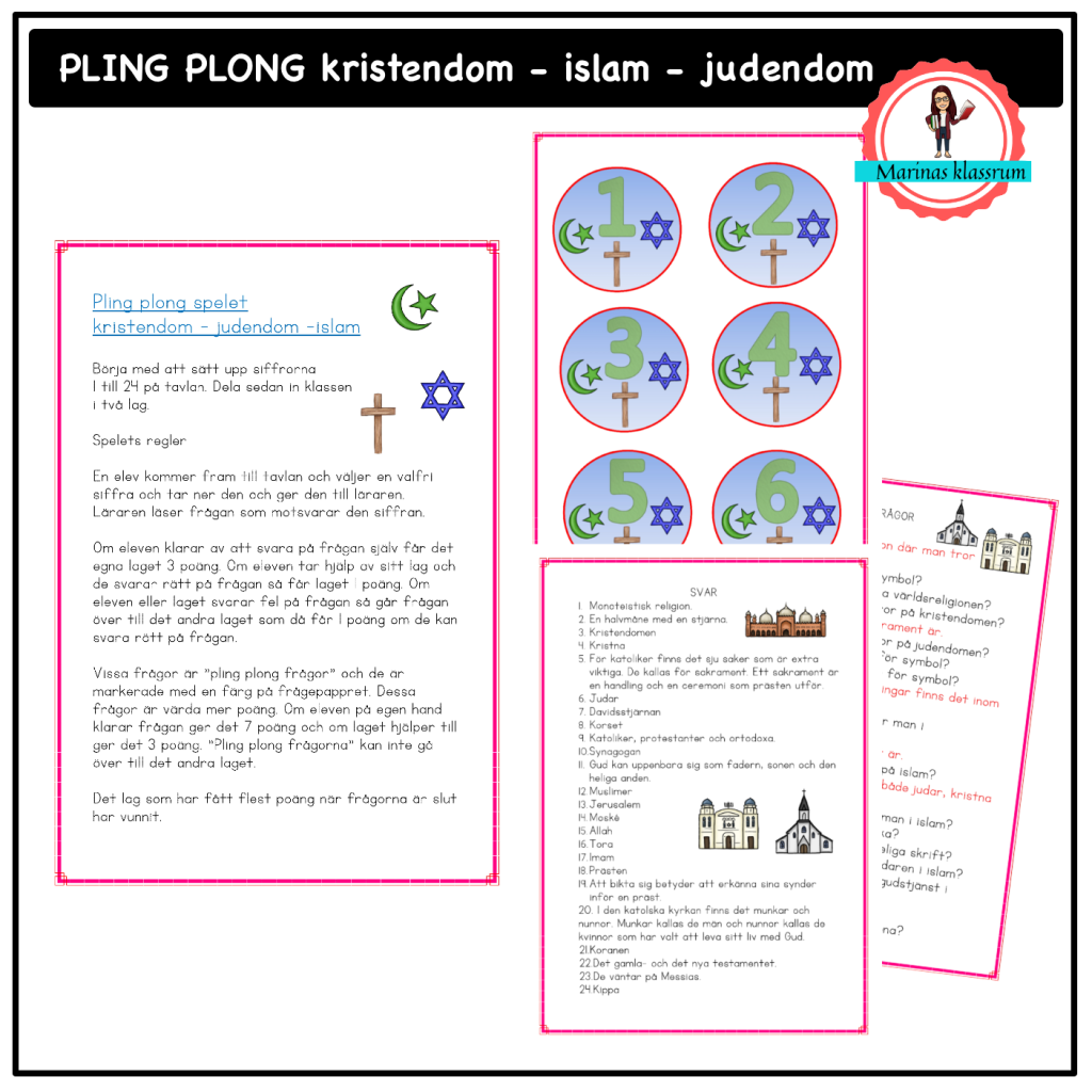 Pling plong spel – kristendom islam judendom åk 4-6