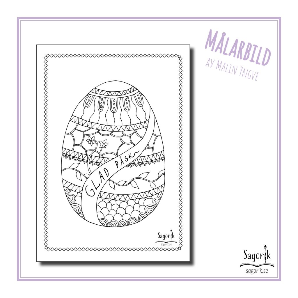 Målarbild – Påskägg med mönster ”Glad påsk!”
