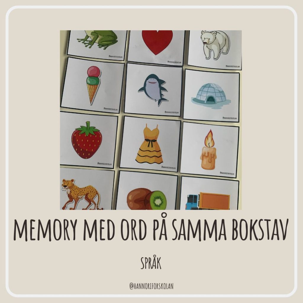 Memory med ord på samma bokstav