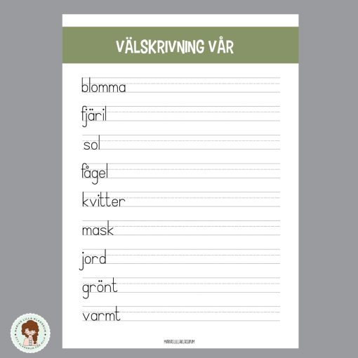 Välskrivning - Tema årstiderna