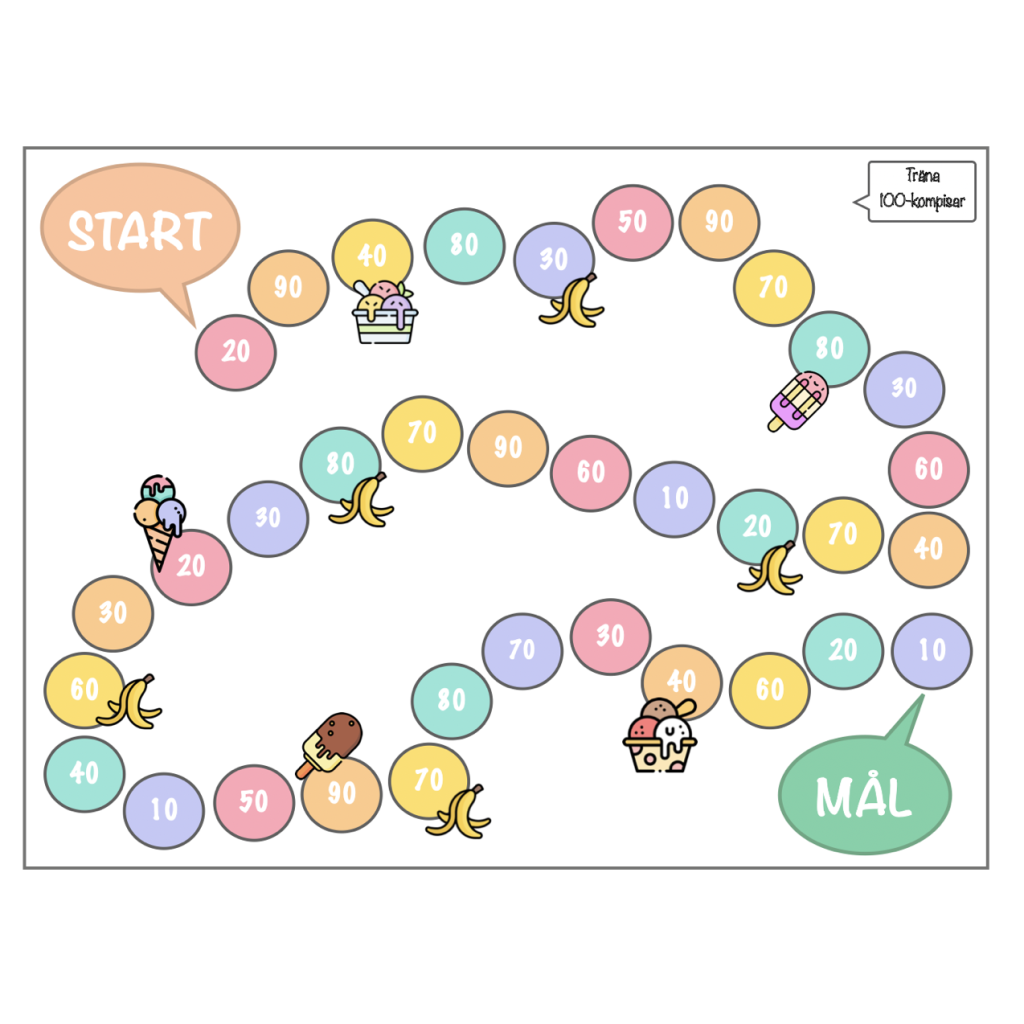 Mattespel – träna 100-kompisar