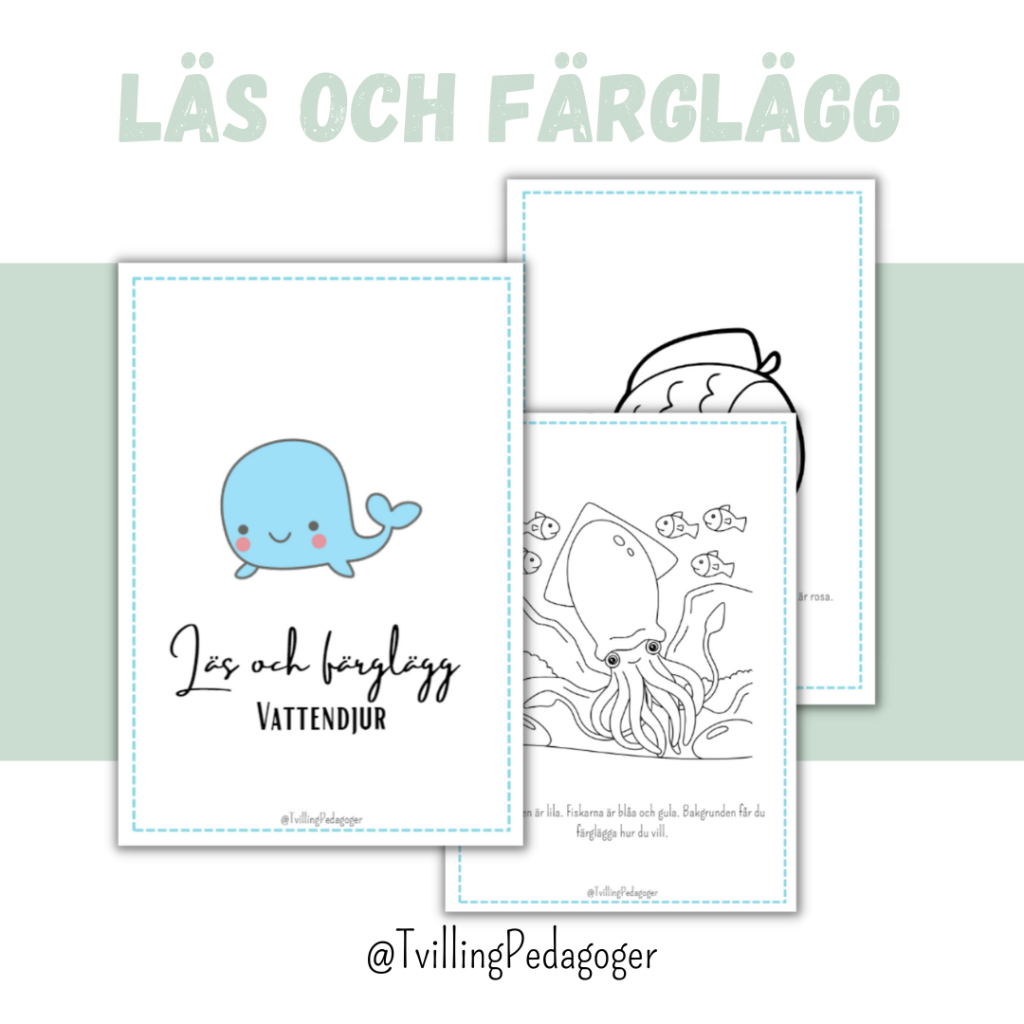 Läs och färglägg vattendjur