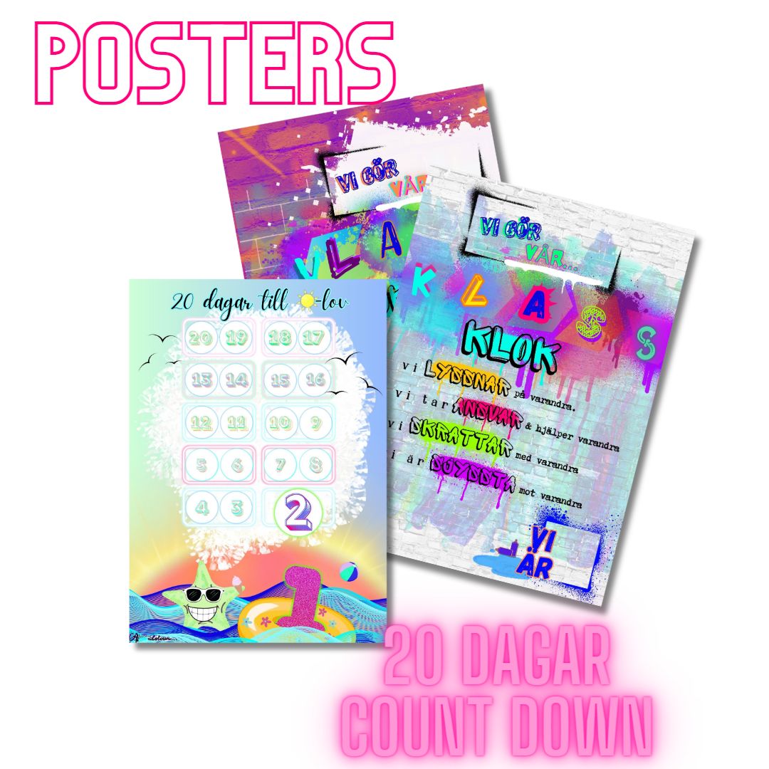 Count down till sommarlov (20 dagar) och klassposters