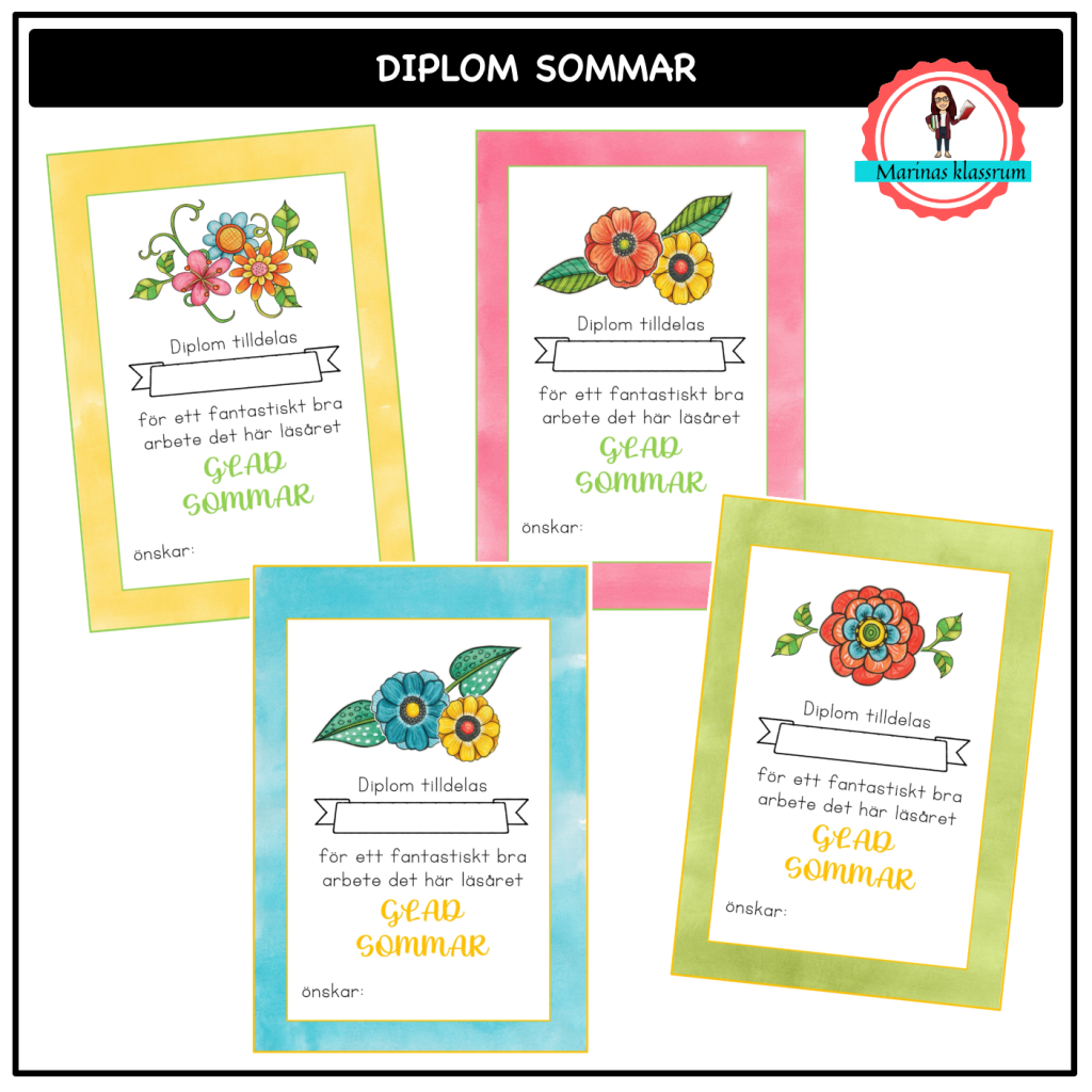 Diplom sommar med blommor