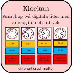 Klockan - para ihop digitala tider, analog tid och uttryck