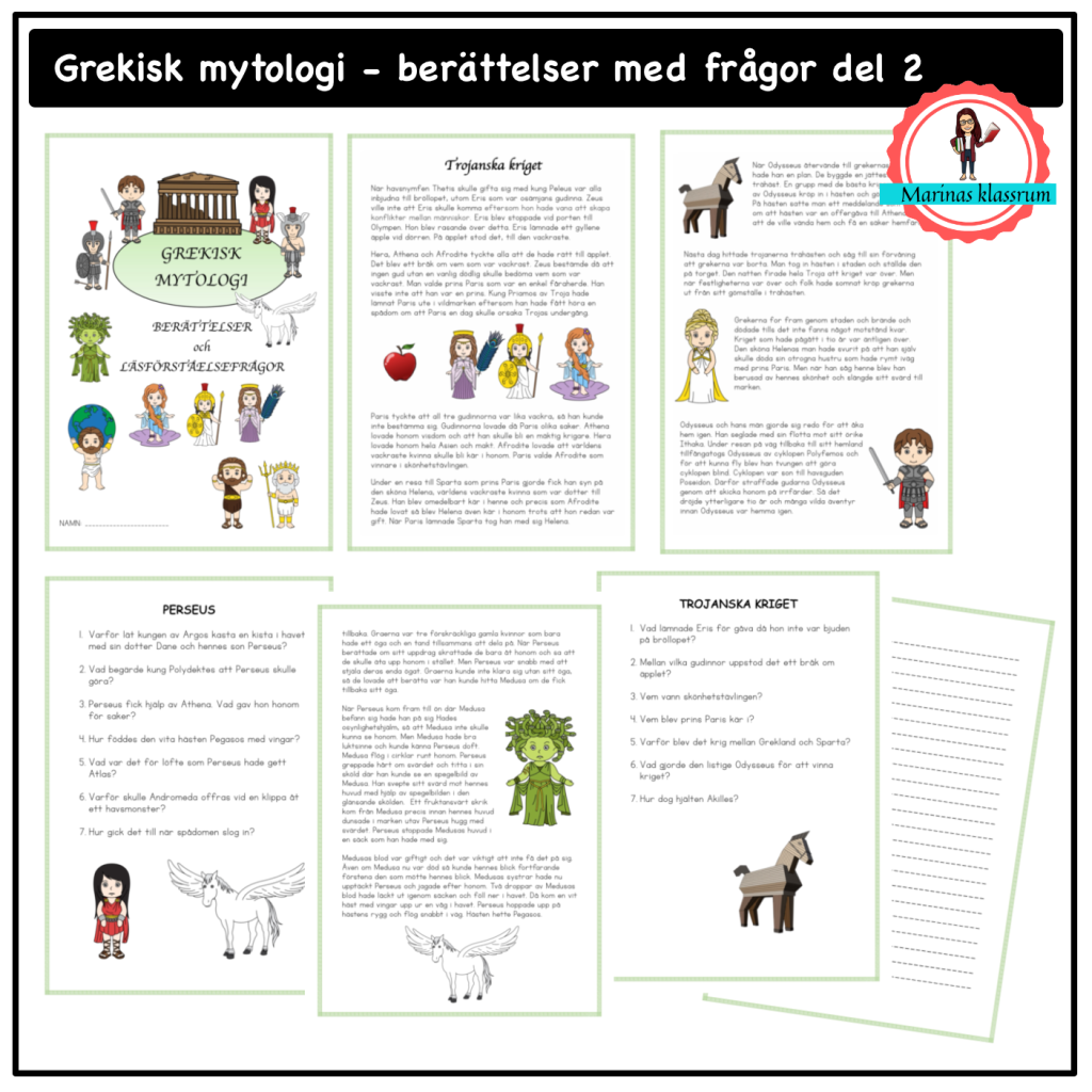 Grekisk mytologi – berättelser + frågor del 2