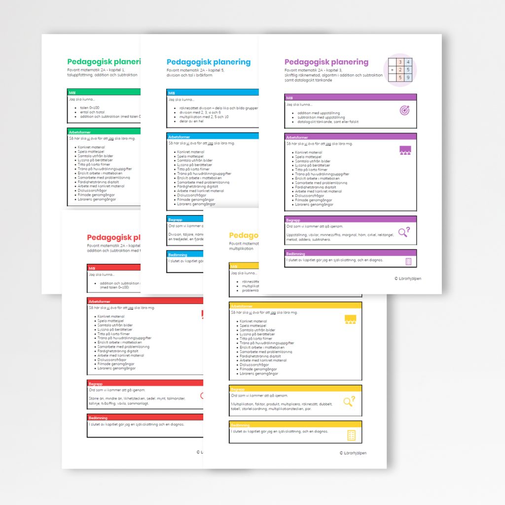 Favorit matematik 2A – pedagogiska planeringar
