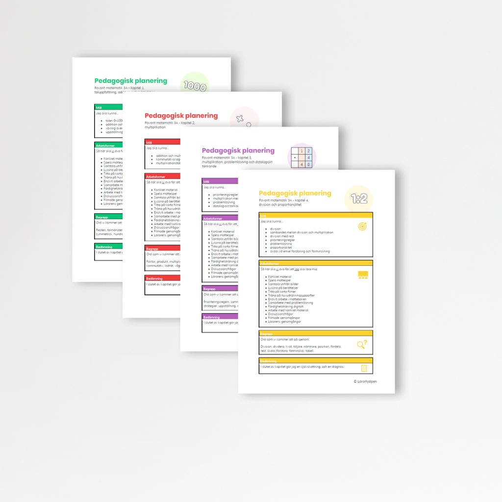 Favorit matematik 3A – pedagogiska planeringar