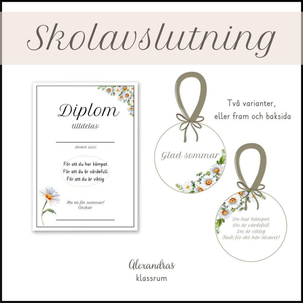 Skolavslutning – Diplom och medalj (Nu uppdaterad för läsåret 23/24)