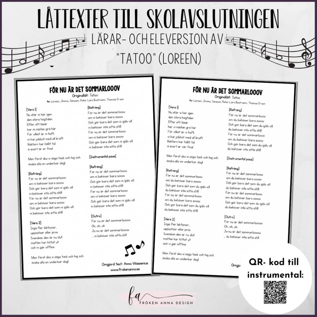 Låttexter till skolavslutningen (Tattoo – Loreen)