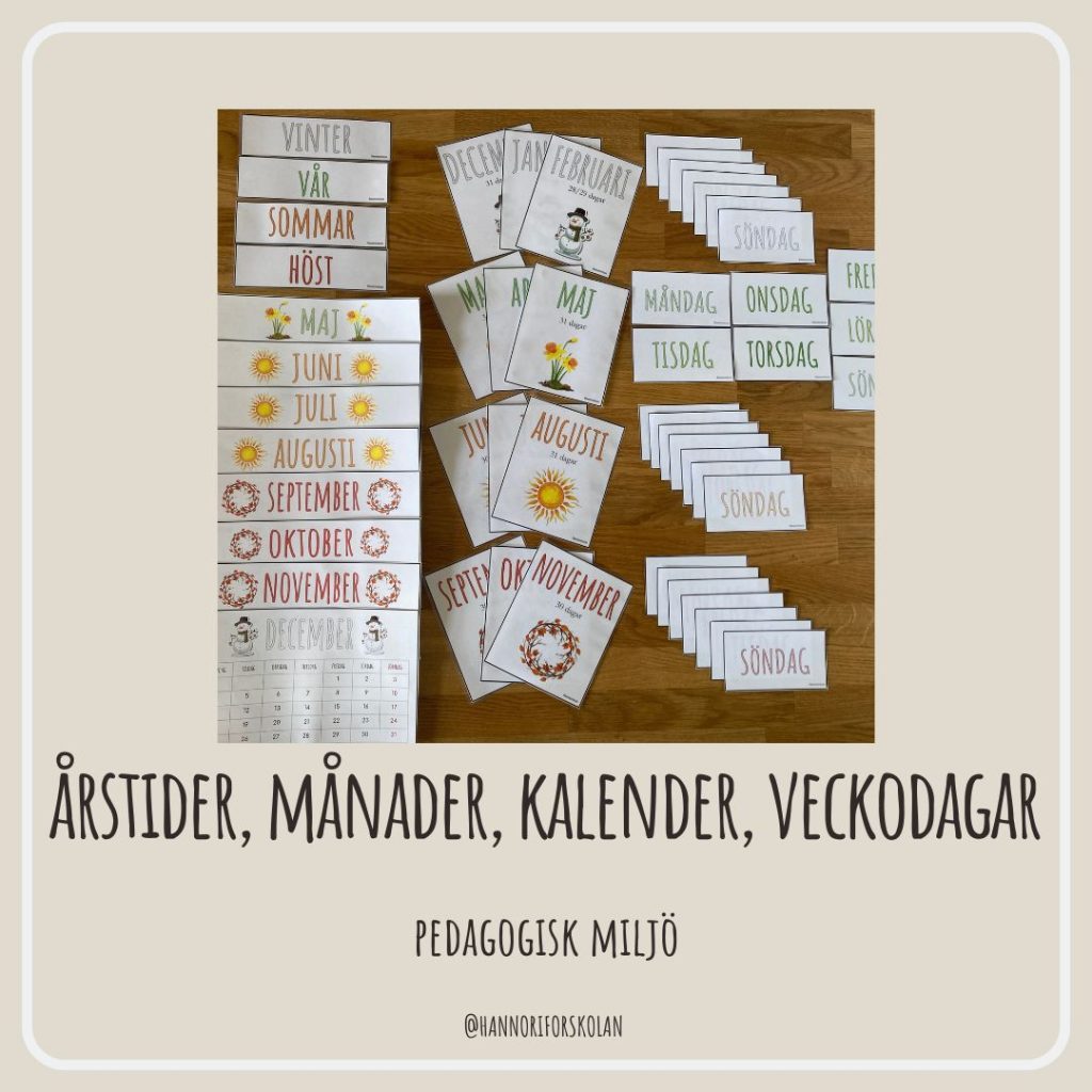 Årstider, månader, kalender & veckodagar
