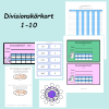 Divisionskörkort 1-10, paket med 3 övningshäften och flashcards