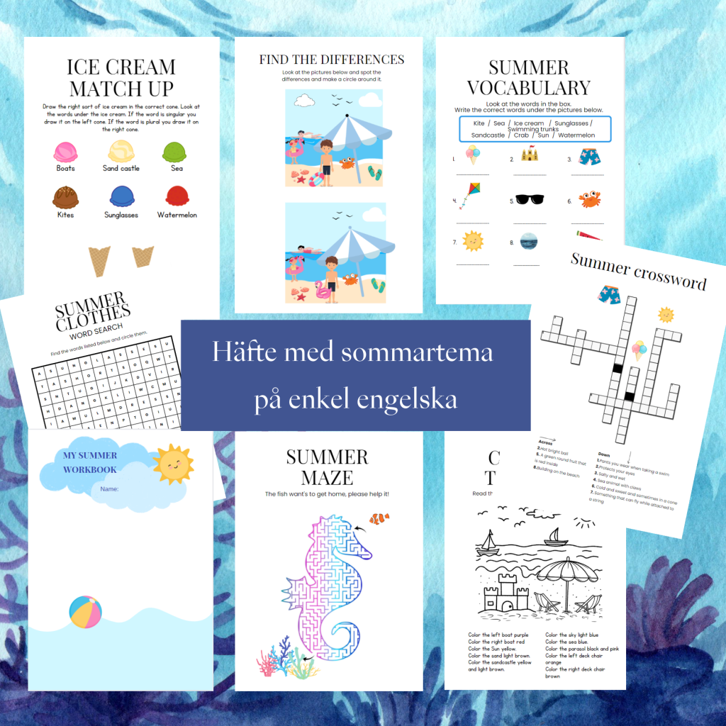 Häfte med sommartema på enkel engelska