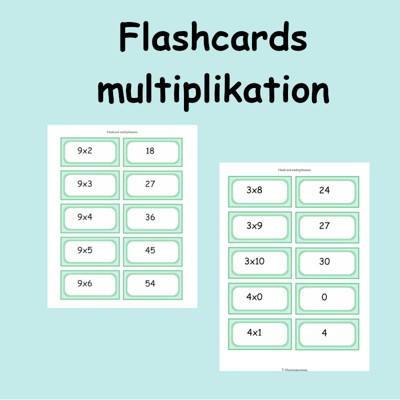 Flashcards multiplikationstabellen