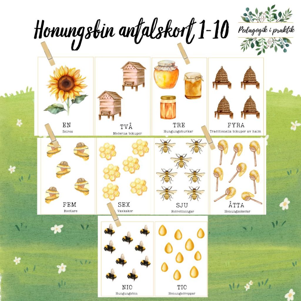 Honungsbin antalskort 1-10