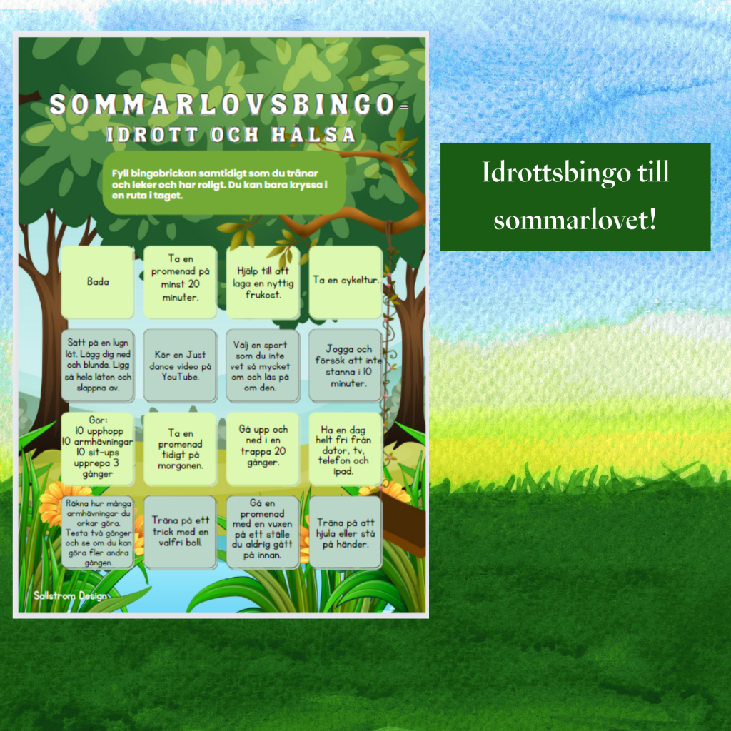 Idrott och hälsa – bingo sommarlovsbingo