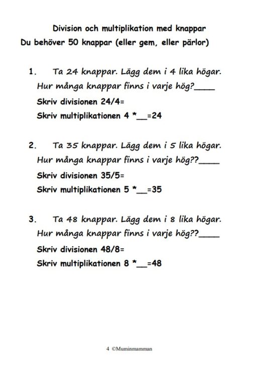 Multiplikation och division hör ihop