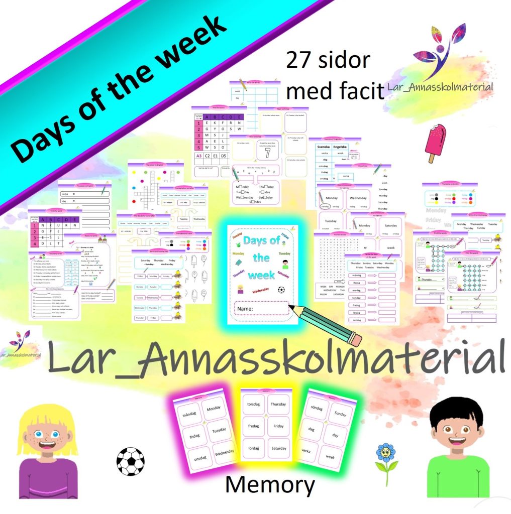 Engelskahäfte Days of the week