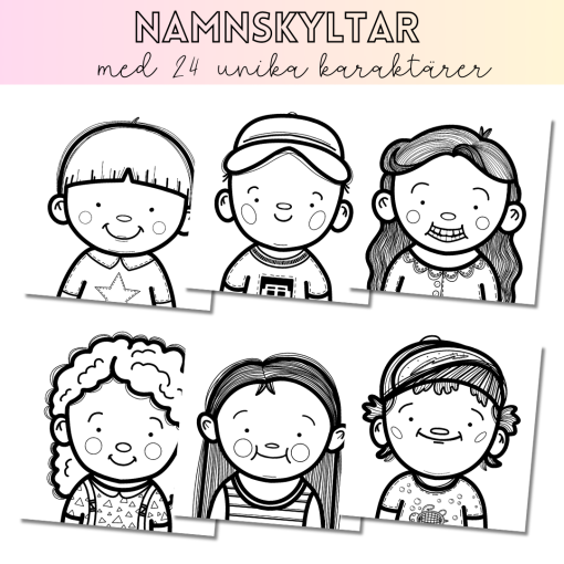 Namnskyltar med 24 karaktärer