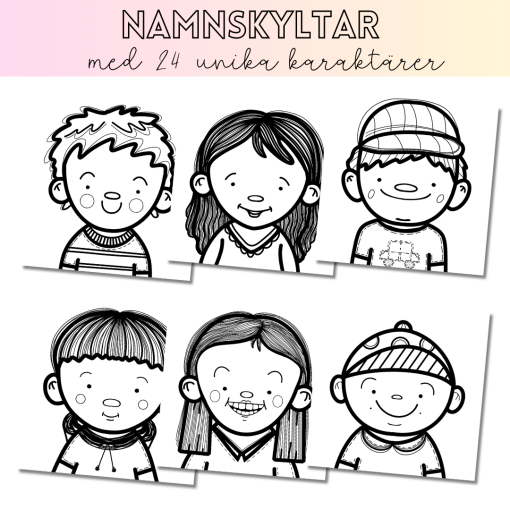 Namnskyltar med 24 karaktärer