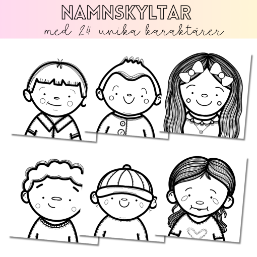 Namnskyltar med 24 karaktärer