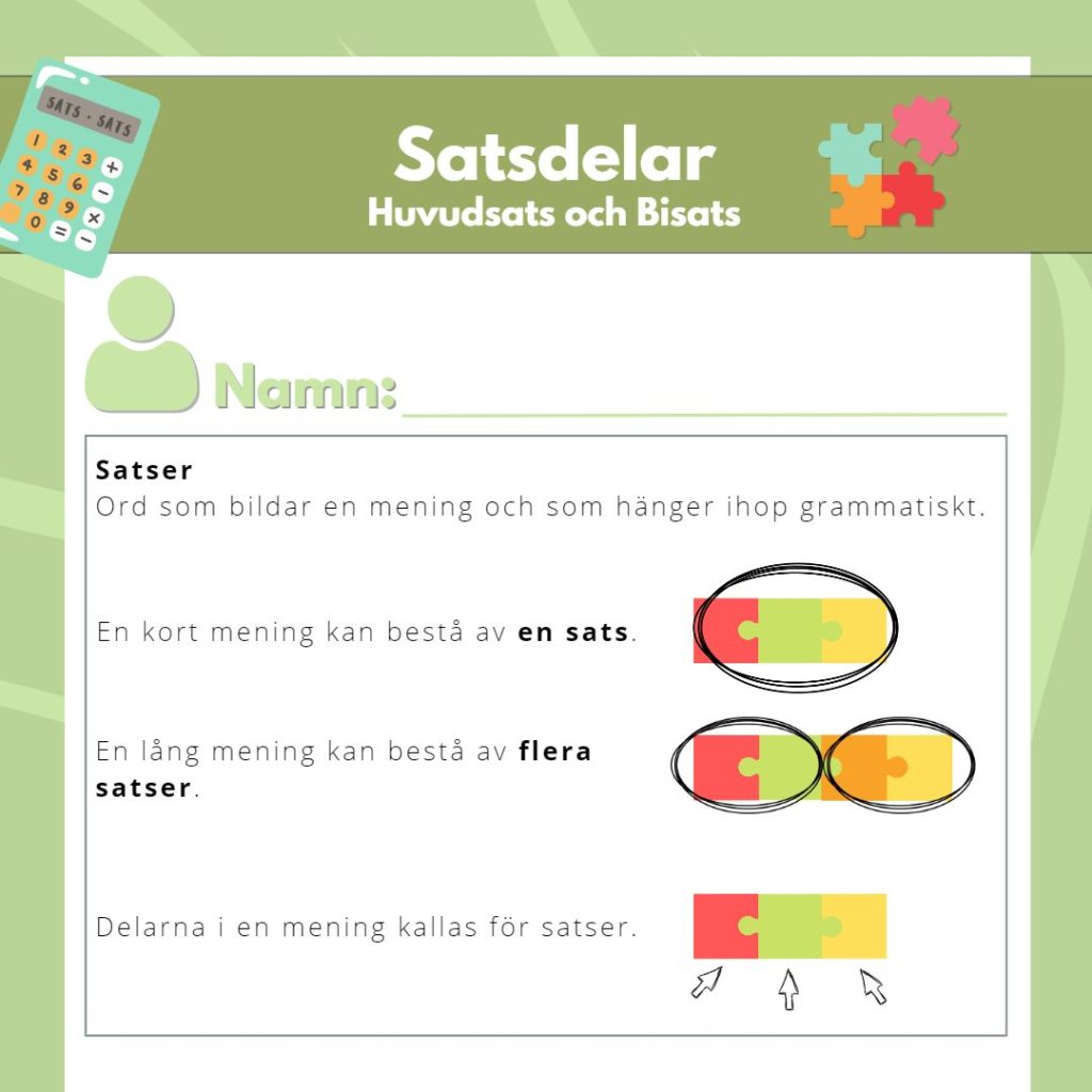 Huvudsats och bisats (satsdelar)