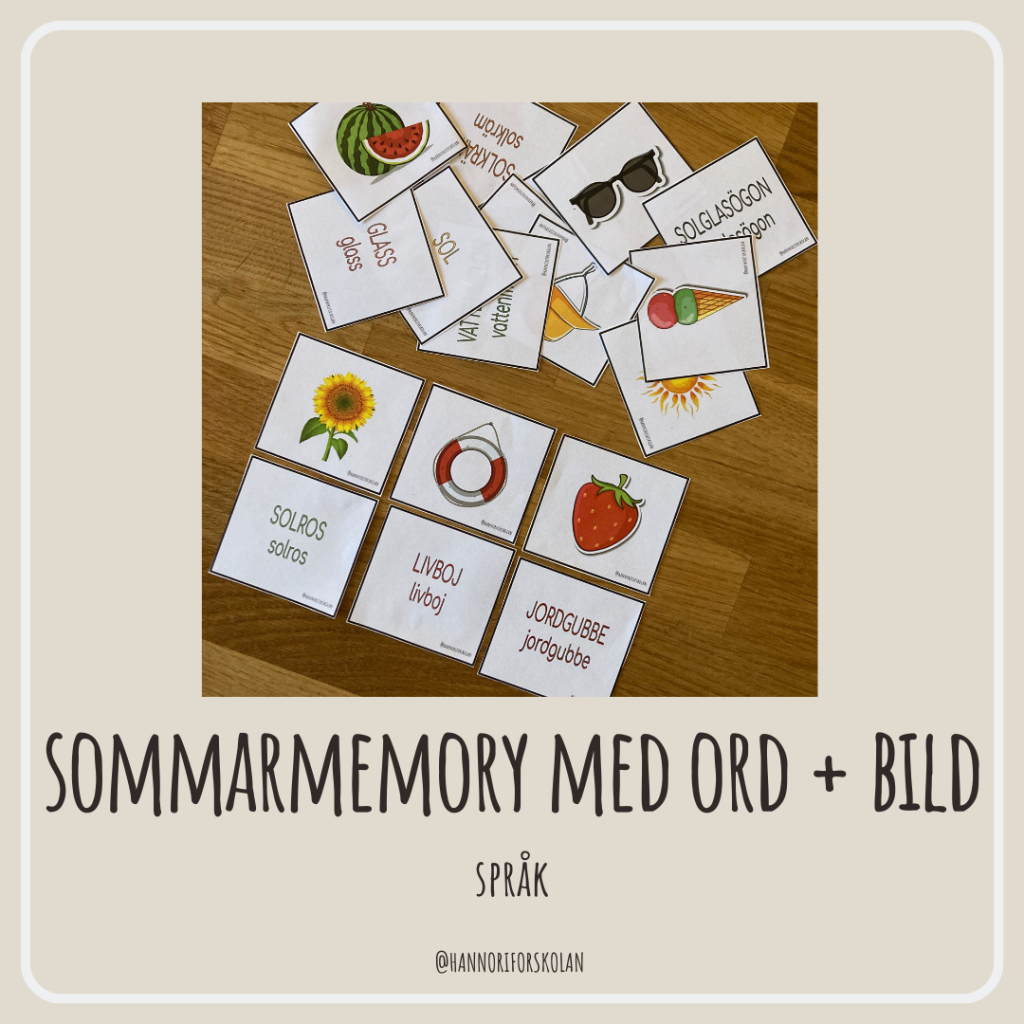 Sommarmemory med ord + bild