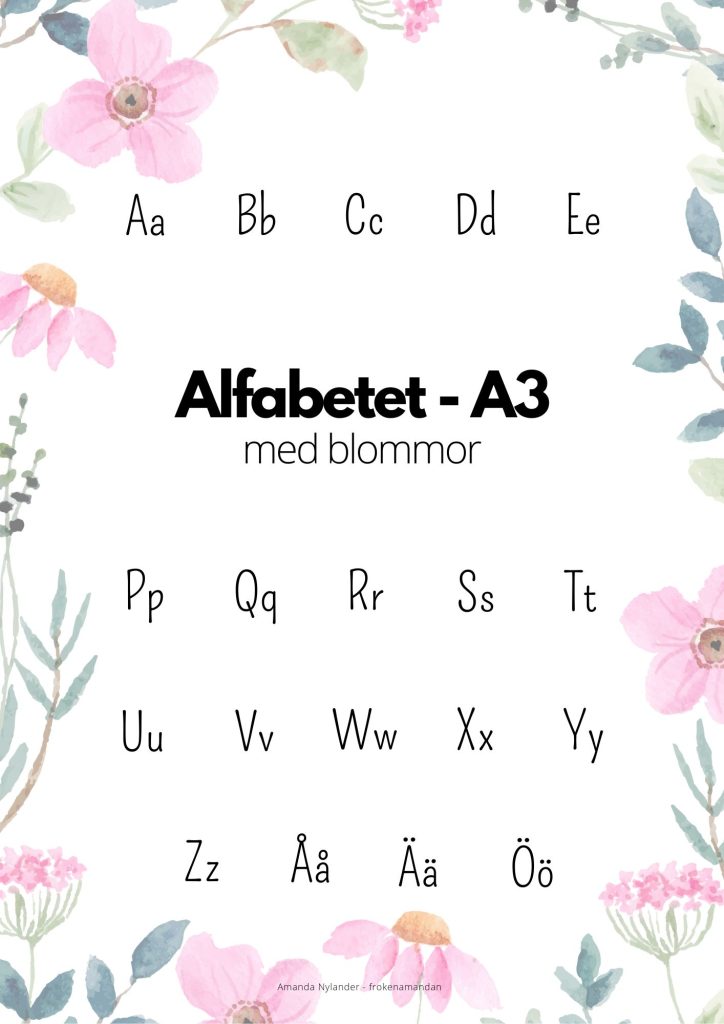Alfabetet – A3 storlek – med blomster