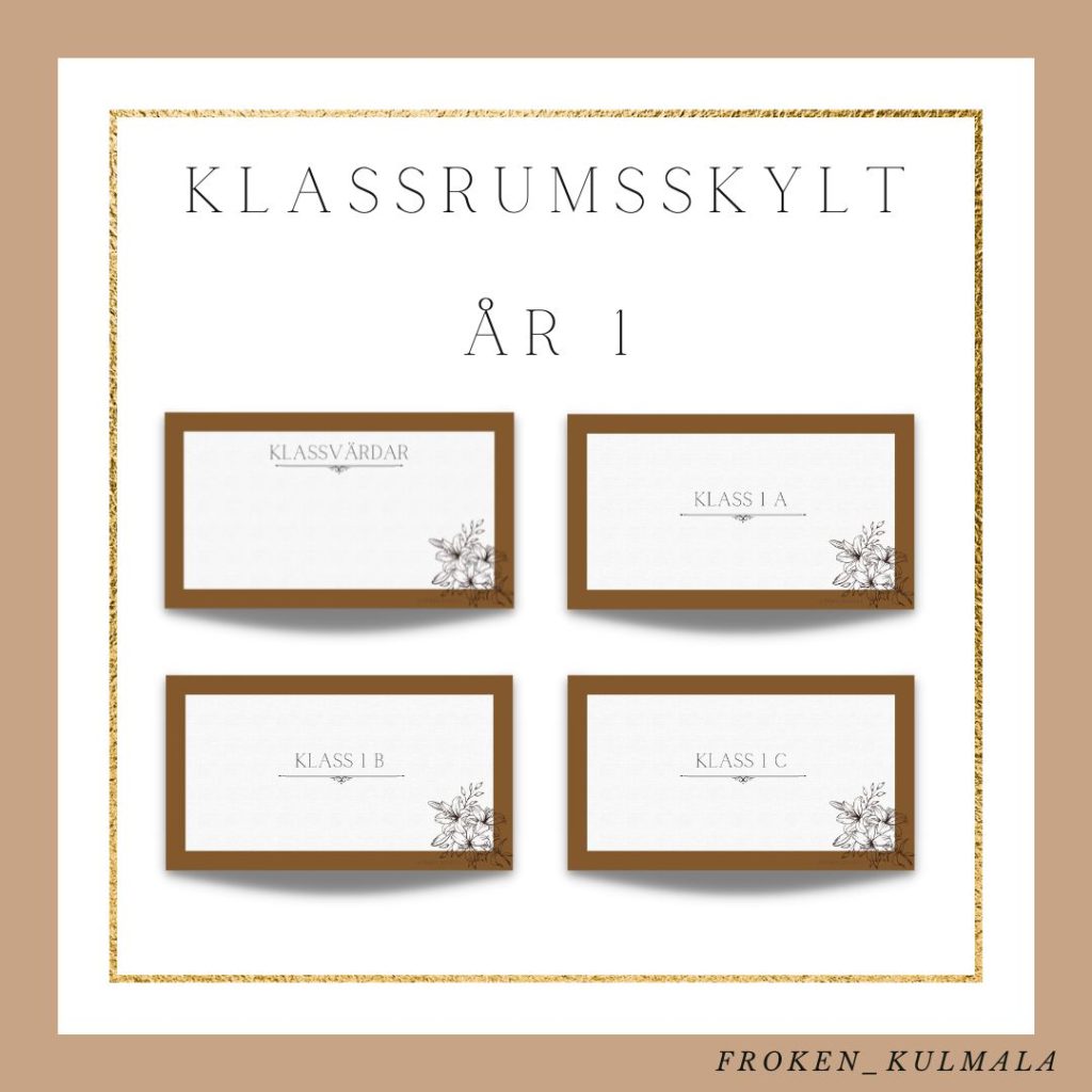 Klassrumsskylt för år 1-3