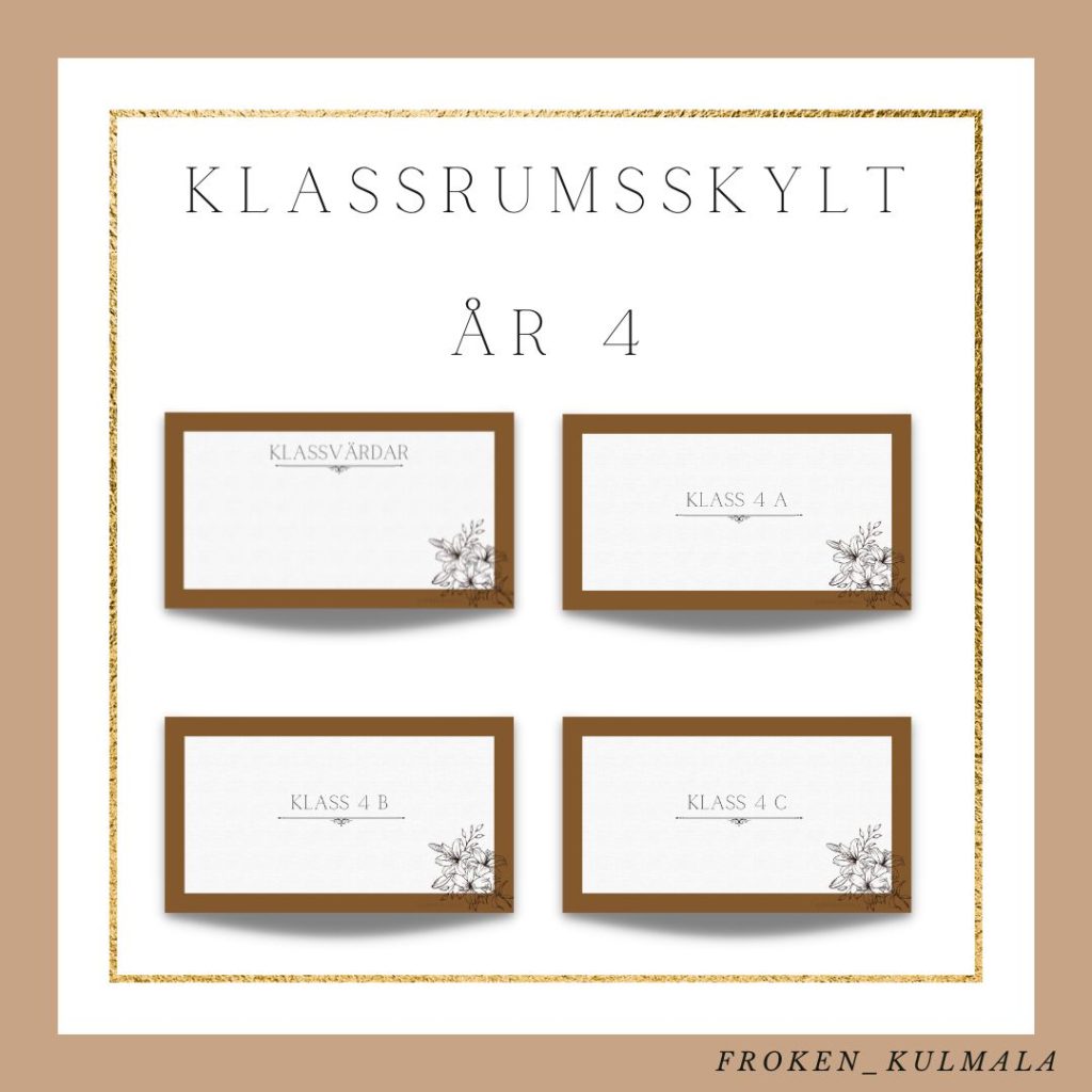 Klassrumsskylt för år 4-6