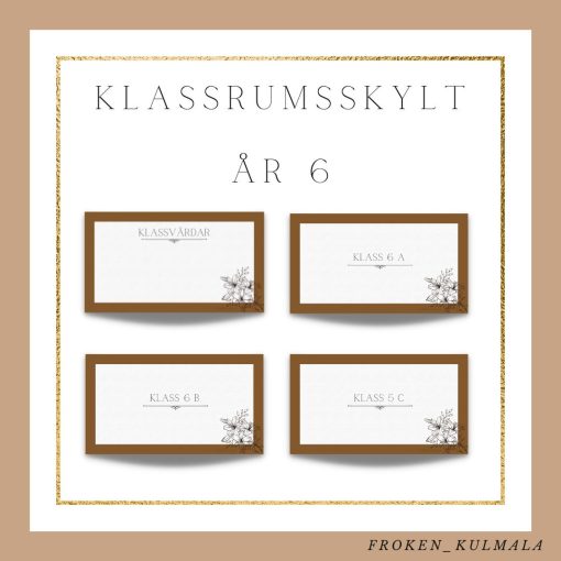 Klassrumsskylt för år 4-6