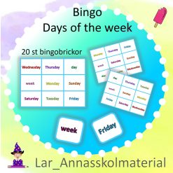 Bingo Engelska Days of the week
